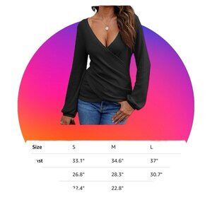 Pretty Ware Women’s Long Sleeve Wrap Top Size S